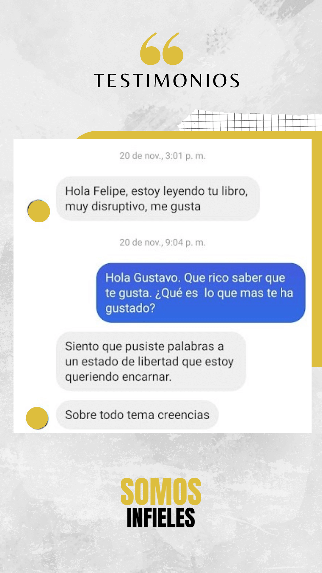 testimonios libro somos infieles Felipe Beltrán Hernández